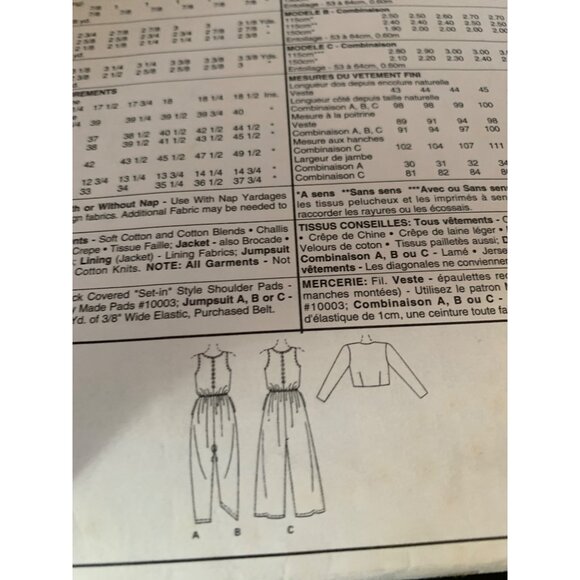 McCall's Misses Lined Jacket Jumpsuit Sewing Pattern Sz 12 - 16 5662 - Uncut - Picture 6 of 10